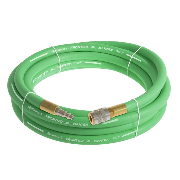 1/2" x 20' Green EPDM Air Hose, 250 PSI, 1/2" Ind. Interchange M+F QC